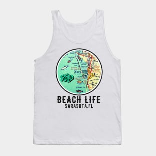 Sarasota Florida Beach Life coastal Living Vintage Map Vibe Tank Top